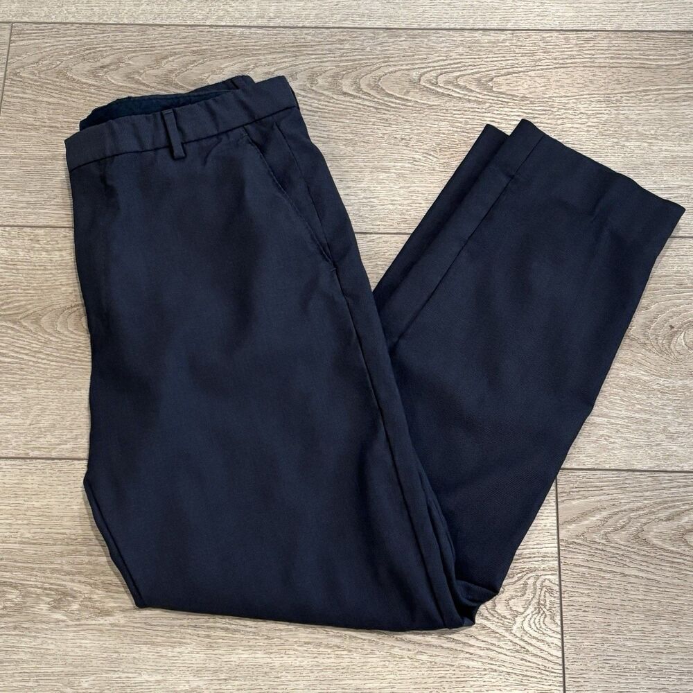 Hugo Boss Mens Wool Flat Front Dress Pants Blue Pattern 34x30 (Fits Like 32)‎